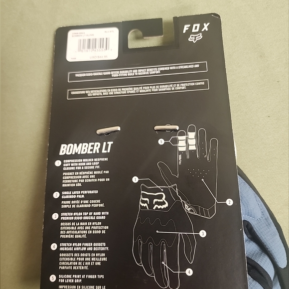 Adult Size Small Fox Racing Bomber LT Gloves Blue Steel - Picture 9 of 9